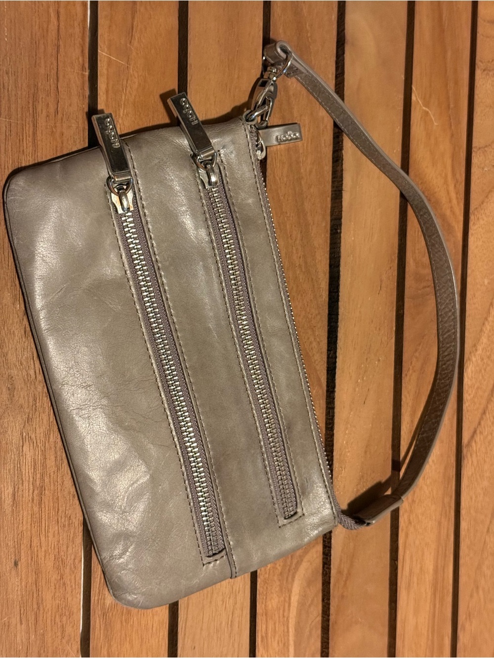 Hobo International Gray Leather Top Handle Small Purse